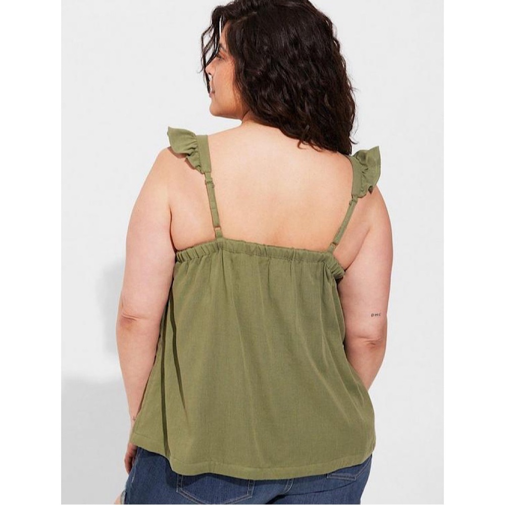 Torrid Double Gauze Ruffle Button Front Tank Top - Picture 3 of 9